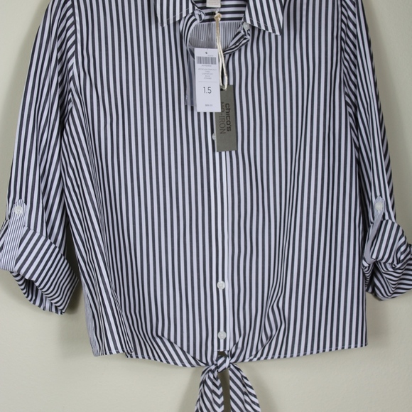 Effortless Tyree Striped Wrinle-Free Chico" s shir - Picture 6 of 6